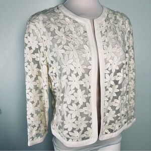 Anne Klein Floral Lace Blazer - White